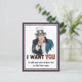 ヴィンテージ愛国的なアンクルサム私はあなたがほしい ポストカード (スタンド正面)