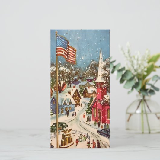 ヴィンテージ愛国的なクリスマスタウン シーズンカード (スタンド正面)