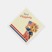 ヴィンテージ愛国的なテディベアナプキン スタンダードカクテルナプキン (角)