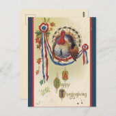 ヴィンテージ愛国的なトルコ感謝祭 ポストカード (正面/裏面)