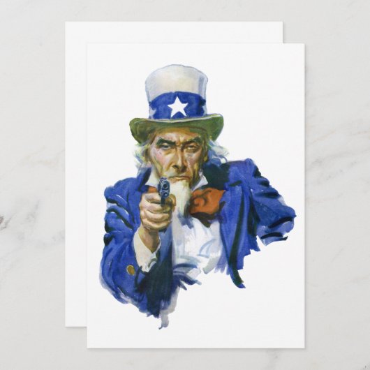 ヴィンテージ愛国的な叔父サムとスターハットとガン (正面/裏面)