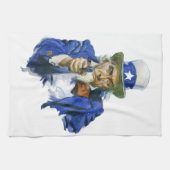 ヴィンテージ愛国的な叔父サムとスターハットとガン キッチンタオル (横)