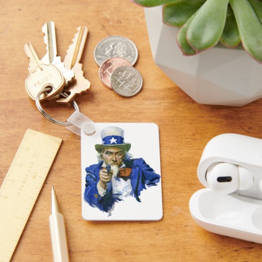 ヴィンテージ愛国的な叔父サムとスターハットとガン キーホルダー (デスク)
