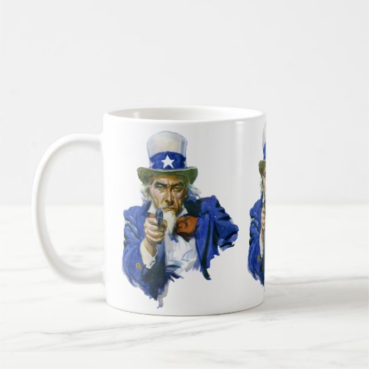 ヴィンテージ愛国的な叔父サムとスターハットとガン コーヒーマグカップ (左)