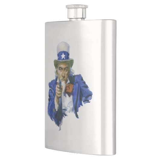 ヴィンテージ愛国的な叔父サムとスターハットとガン フラスク (左)