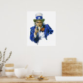 ヴィンテージ愛国的な叔父サムとスターハットとガン ポスター (キッチン)