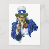 ヴィンテージ愛国的な叔父サムとスターハットとガン ポストカード (正面)