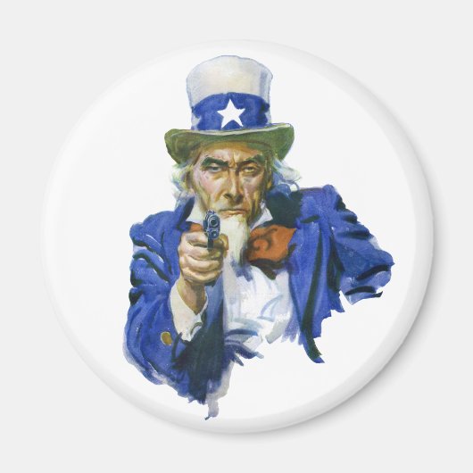 ヴィンテージ愛国的な叔父サムとスターハットとガン マグネット (正面)