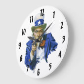 ヴィンテージ愛国的な叔父サムとスターハットとガン ラージ壁時計 (傾斜)