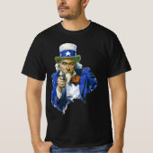 ヴィンテージ愛国的な叔父サムとスターハットとガン Tシャツ (正面)