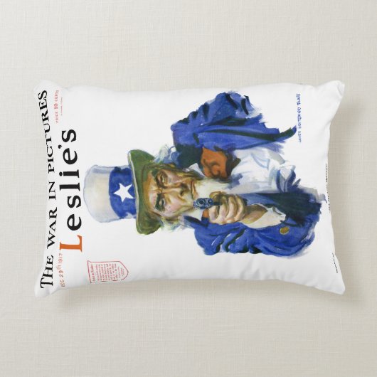 ヴィンテージ愛国的な叔父サム雑誌カバーアート アクセントクッション (正面)