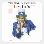 ヴィンテージ愛国的な叔父サム雑誌カバーアート スクエアシール (正面)