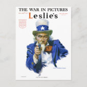 ヴィンテージ愛国的な叔父サム雑誌カバーアート ポストカード (正面)