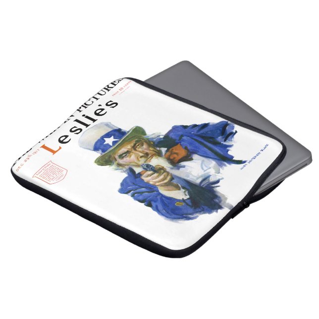 ヴィンテージ愛国的な叔父サム雑誌カバーアート ラップトップスリーブ (正面上部)