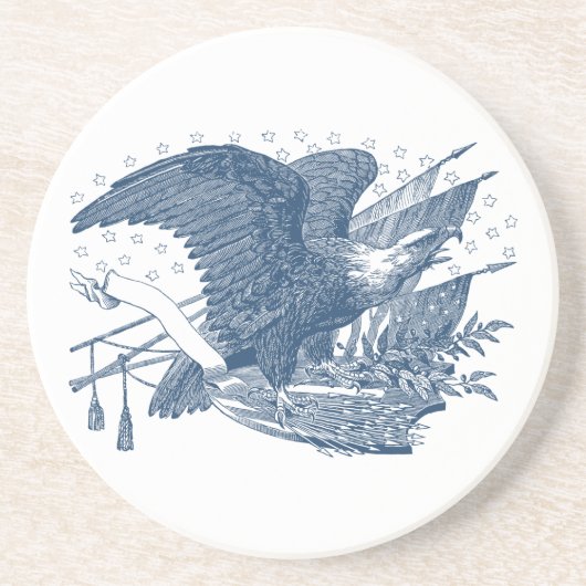 ヴィンテージ愛国的な叫びイーグルUSA旗矢印 コースター (正面)