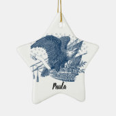 ヴィンテージ愛国的な叫びイーグルUSA旗矢印 セラミックオーナメント (右)
