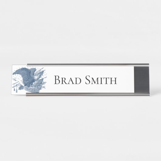 ヴィンテージ愛国的な叫びイーグルUSA旗矢印 デスクネームプレート (正面)