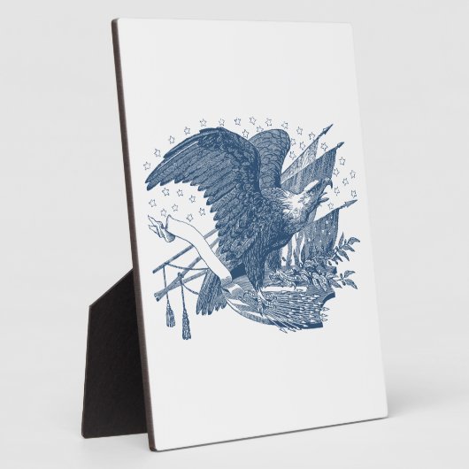 ヴィンテージ愛国的な叫びイーグルUSA旗矢印 フォトプラーク (側面)