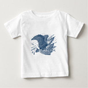 ヴィンテージ愛国的な叫びイーグルUSA旗矢印 ベビーTシャツ