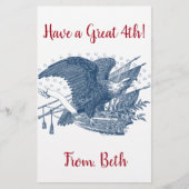 ヴィンテージ愛国的な叫びイーグルUSA旗矢印 便箋 (正面)