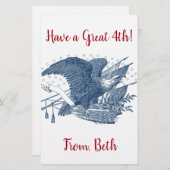 ヴィンテージ愛国的な叫びイーグルUSA旗矢印 便箋 (正面/裏面)