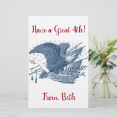 ヴィンテージ愛国的な叫びイーグルUSA旗矢印 便箋 (スタンド正面)