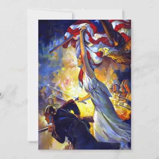 ヴィンテージ愛国的な女性の自由アメリカ国旗のワシ (正面)