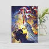 ヴィンテージ愛国的な女性の自由アメリカ国旗のワシ (スタンド正面)