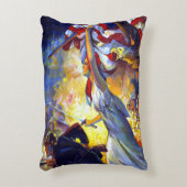 ヴィンテージ愛国的な女性の自由アメリカ国旗のワシ アクセントクッション (正面(垂直))