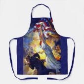 ヴィンテージ愛国的な女性の自由アメリカ国旗のワシ エプロン (正面)