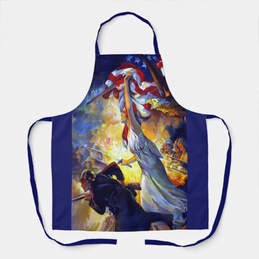 ヴィンテージ愛国的な女性の自由アメリカ国旗のワシ エプロン (正面)