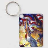 ヴィンテージ愛国的な女性の自由アメリカ国旗のワシ キーホルダー (正面)