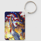 ヴィンテージ愛国的な女性の自由アメリカ国旗のワシ キーホルダー (裏面)