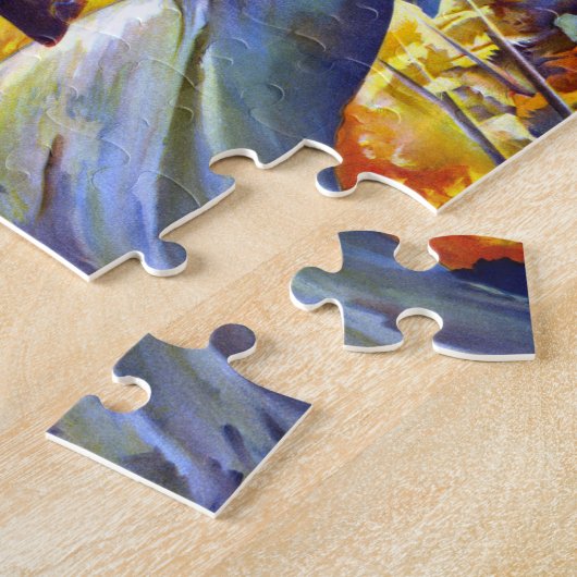 ヴィンテージ愛国的な女性の自由アメリカ国旗のワシ ジグソーパズル (側面)