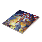 ヴィンテージ愛国的な女性の自由アメリカ国旗のワシ タイル (側面)