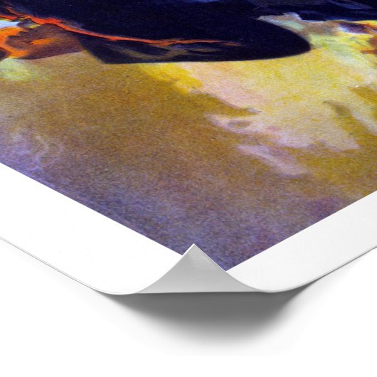 ヴィンテージ愛国的な女性の自由アメリカ国旗のワシ ポスター (角)