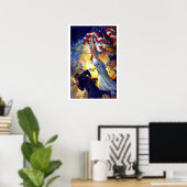 ヴィンテージ愛国的な女性の自由アメリカ国旗のワシ ポスター (ホームオフィス)