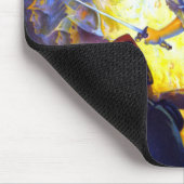 ヴィンテージ愛国的な女性の自由アメリカ国旗のワシ マウスパッド (コーナー)