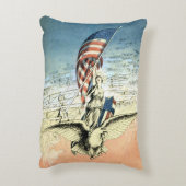 ヴィンテージ愛国的な女性，イーグルとアメリカ国旗 アクセントクッション (裏面(縦))