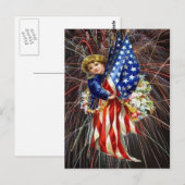 ヴィンテージ愛国的な子供と現代の花火, ZSSG ポストカード (正面/裏面)