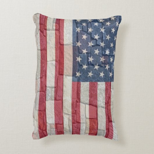 ヴィンテージ愛国的な米国国旗の城壁 アクセントクッション (裏面(縦))