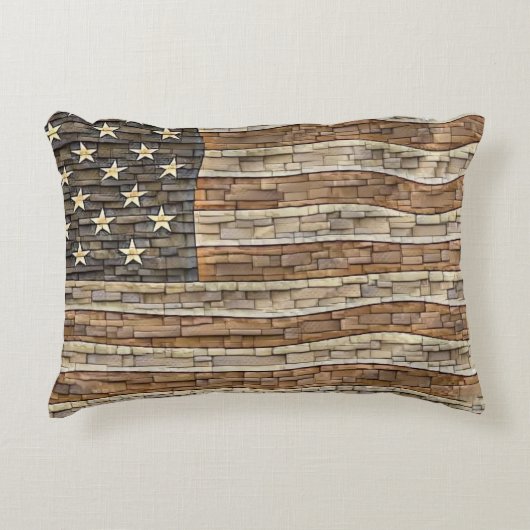 ヴィンテージ愛国的な米国国旗の城壁 アクセントクッション (正面)
