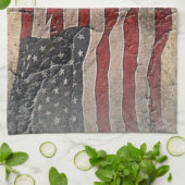 ヴィンテージ愛国的な米国国旗の城壁 キッチンタオル (折り畳み)