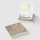 ヴィンテージ愛国的な米国国旗の城壁 ストーンコースター (横)