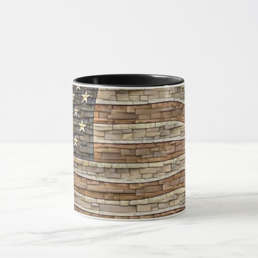 ヴィンテージ愛国的な米国国旗の城壁 マグカップ (中央)