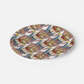 ヴィンテージ愛国的な花ポット風化米国国旗 ペーパープレート (アングル)