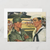 ヴィンテージ愛国的な英雄、制服を着た軍隊の男性 (正面/裏面)