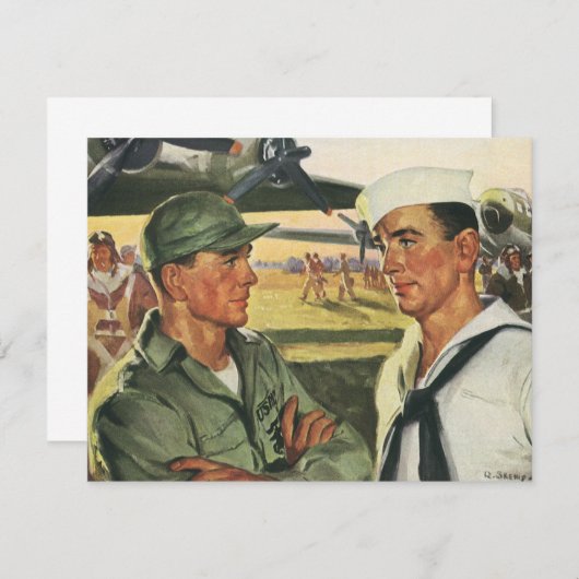 ヴィンテージ愛国的な英雄、制服を着た軍隊の男性 (正面/裏面)