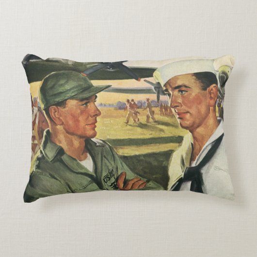 ヴィンテージ愛国的な英雄、制服を着た軍隊の男性 アクセントクッション (正面)
