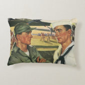 ヴィンテージ愛国的な英雄、制服を着た軍隊の男性 アクセントクッション (裏面)